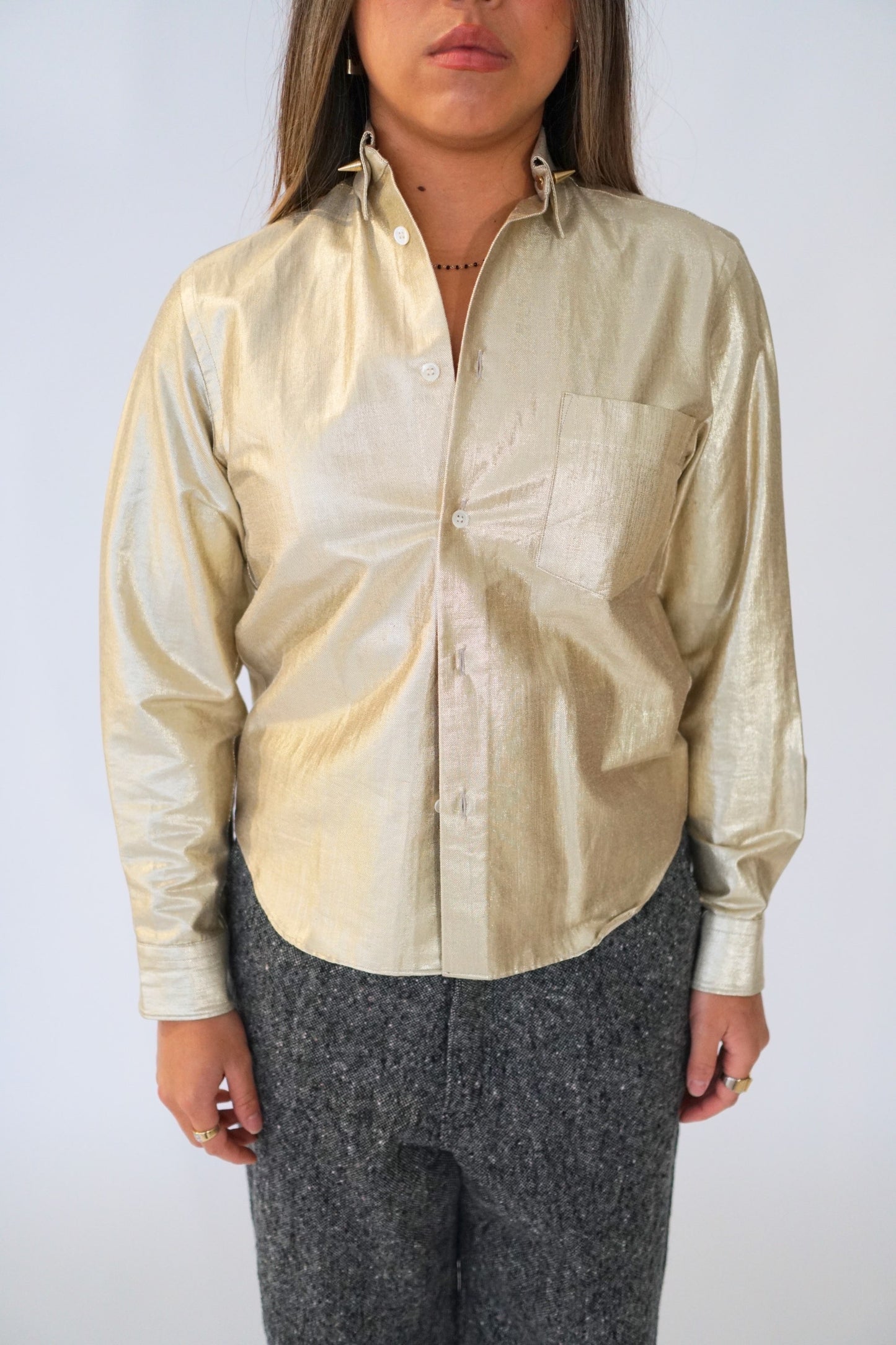 Junya Watanabe Comme Des Garcons Metallic Shirt w StudCollar