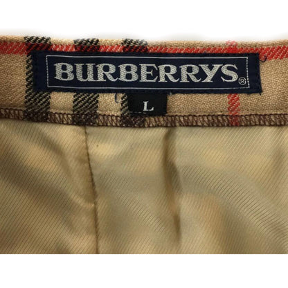 Burberry Pleated Nova Check Midi Wool Skirt
