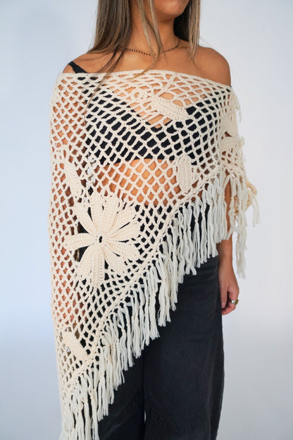 Roberto Cavalli Crochet Floral Poncho