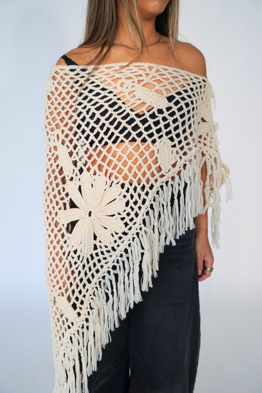 Roberto Cavalli Crochet Floral Poncho