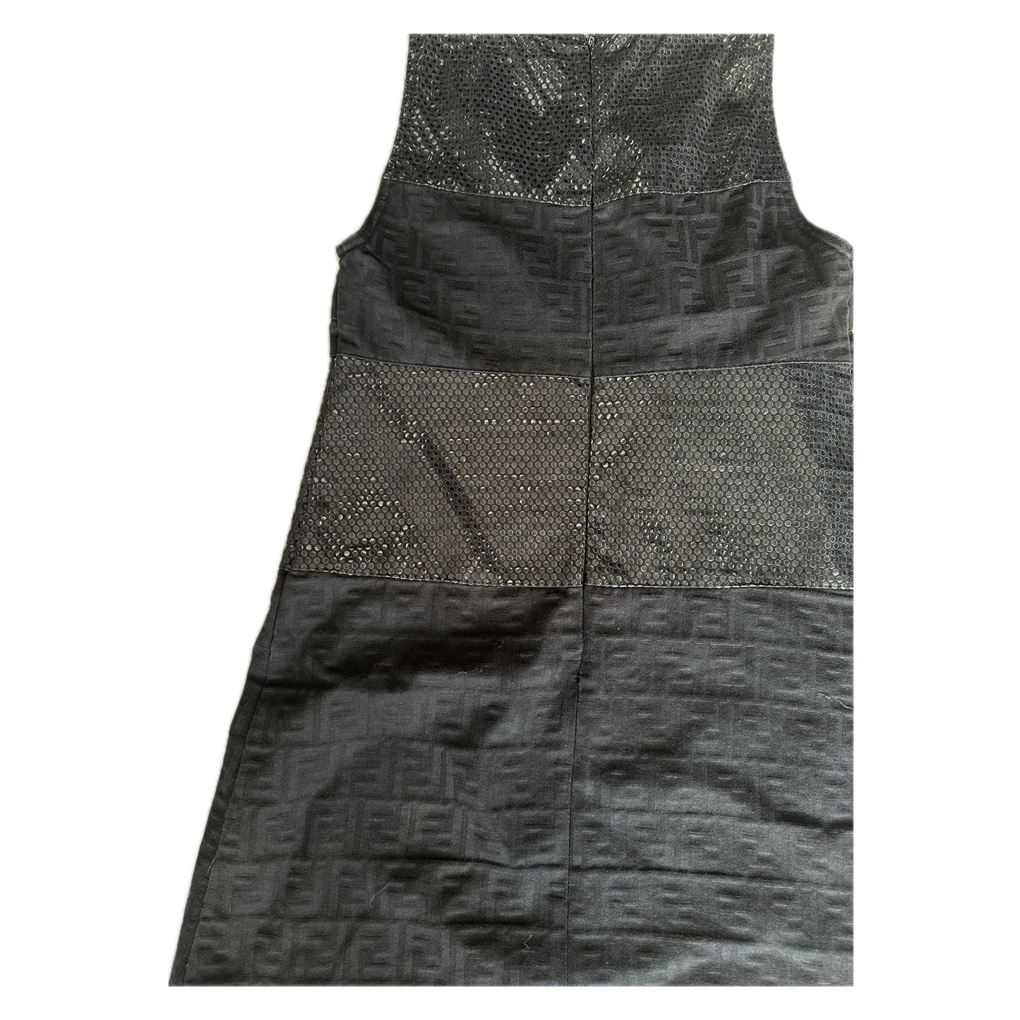 Fendi Zucca Print Embellished Patch Tank Shift Dress