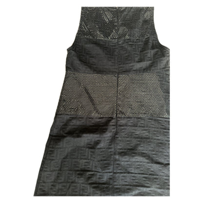 Fendi Zucca Print Embellished Patch Tank Shift Dress