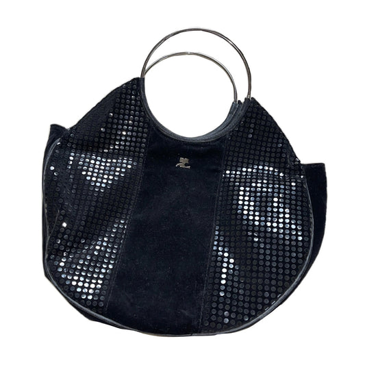 Courreges Suede Iridescent Circle Metal Handle Handbag