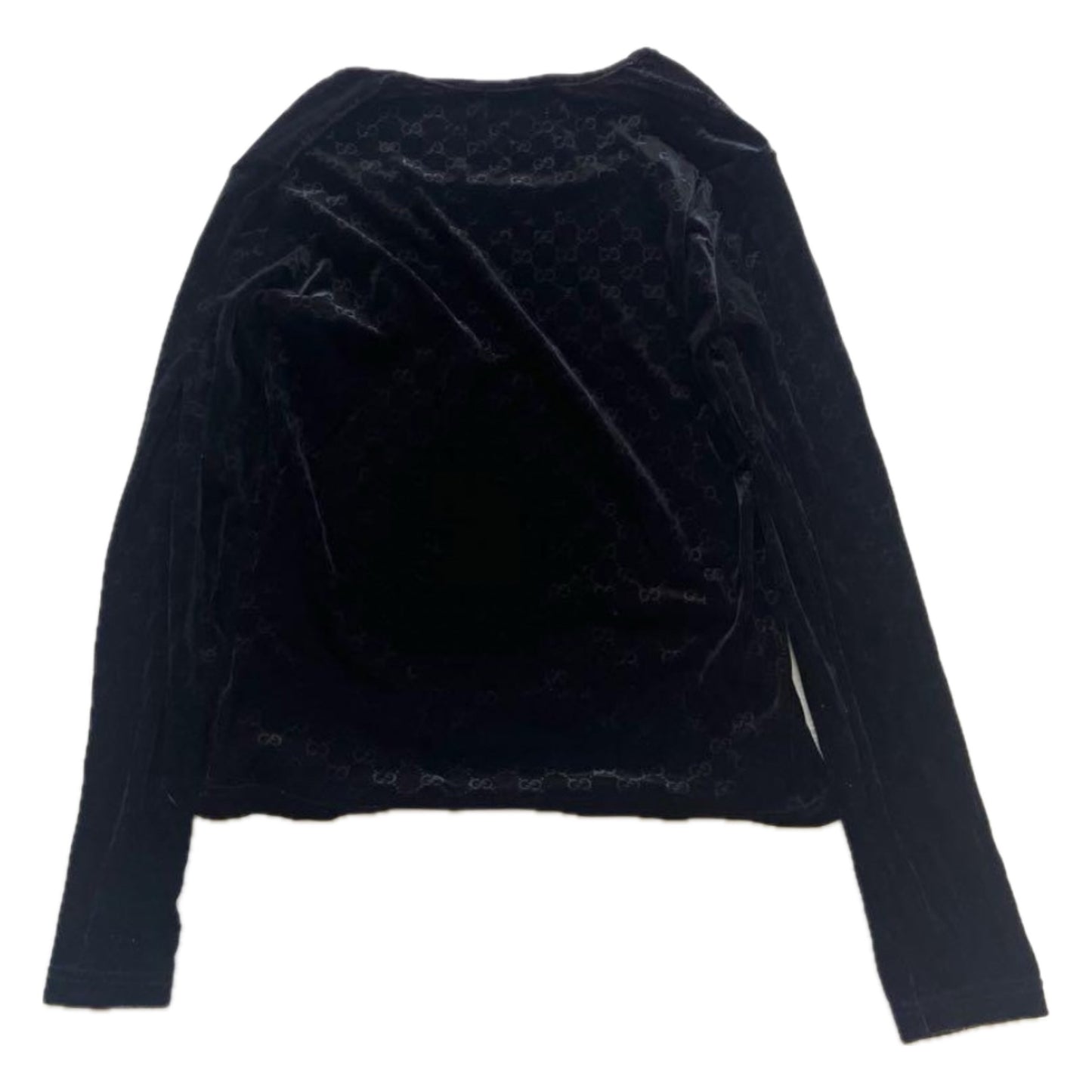 Gucci Velvet Monogram Scoop Neck LS Top