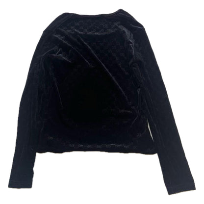 Gucci Velvet Monogram Scoop Neck LS Top