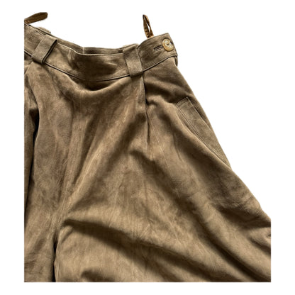 Loewe Suede Tan Pleated Circle Hemmed Shorts