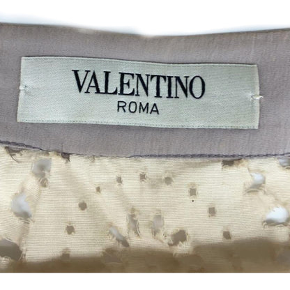 Valentino Floral Applique Puff SS Button Down Blouse