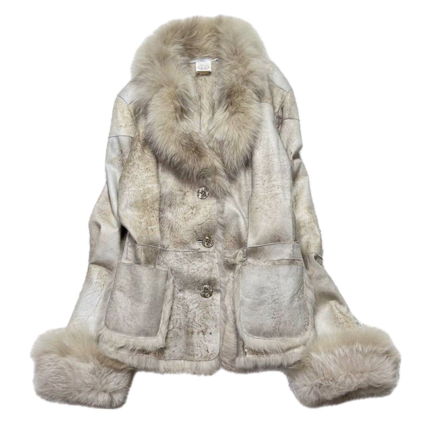 Marella Sport Rabbit Fur Trim Leather Jacket