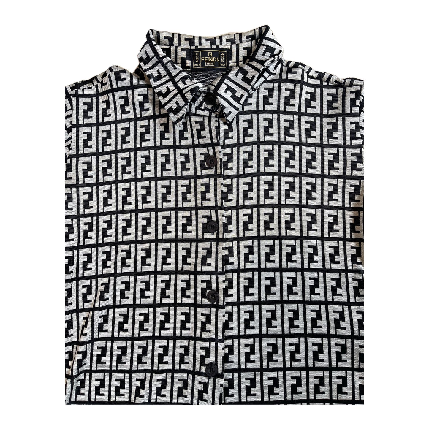 Fendi Zucca Logo Button Down Polo