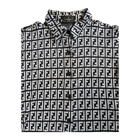 Fendi Zucca Logo Button Down Polo