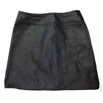 Courreges Denim Logo Embroidered Mini Skirt
