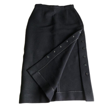 Dolce & Gabbana Side Button Midi Pencil Wool Blend Skirt
