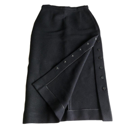 Dolce & Gabbana Side Button Midi Pencil Wool Blend Skirt