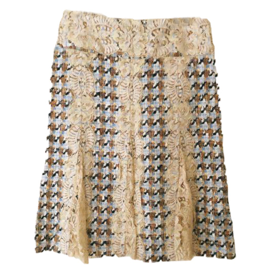 Dolce & Gabanna Lace Tweed Pleated Skirt