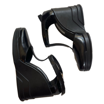 Prada Leather T Strap Wedges