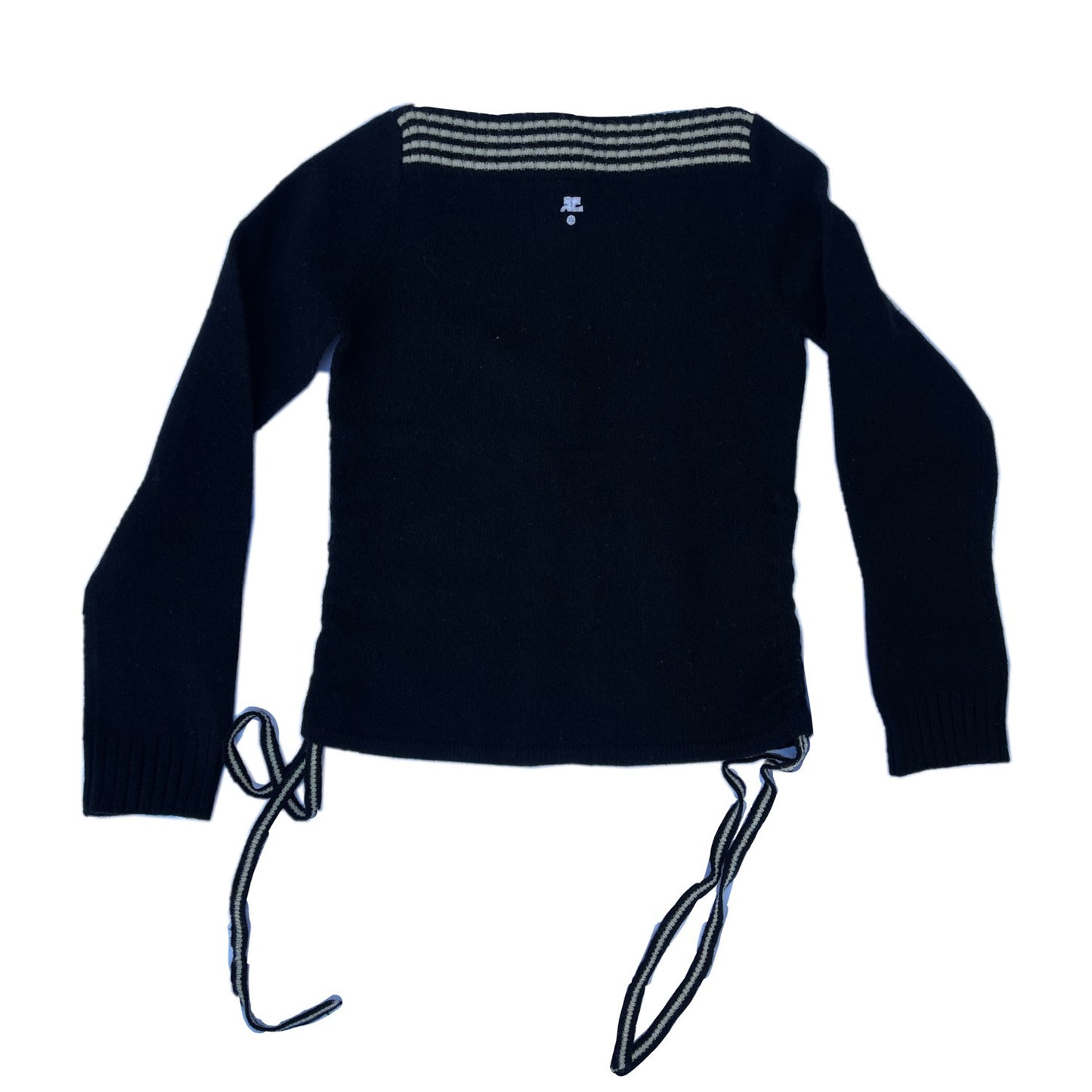 Courreges Wool Boat Neck LS Tie Top