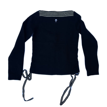 Courreges Wool Boat Neck LS Tie Top