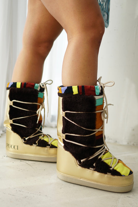Emilio Pucci Pattern Moon Snow Boots