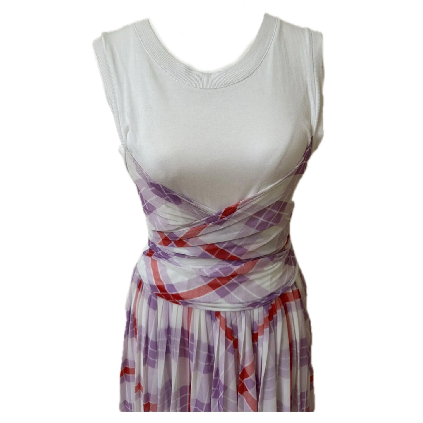 Sportmax Code Cotton Tartan Wrap Tank Sless Dress