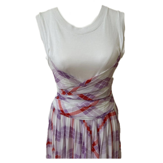 Sportmax Code Cotton Tartan Wrap Tank Sless Dress