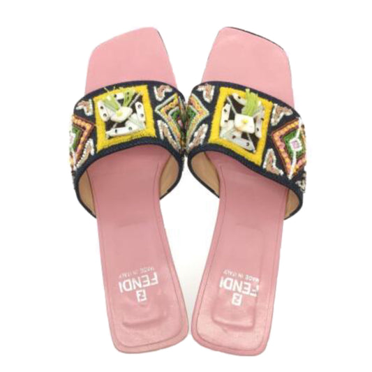 Fendi Beaded Embroided Sandal Heels