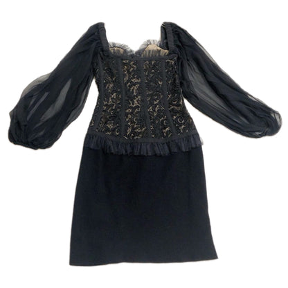 Yves Saint Laurent Lace Sweetheart Bustier Ballon LS Mini Dress