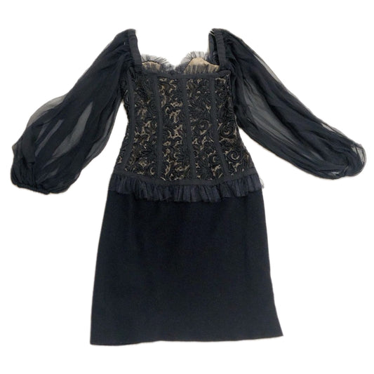 Yves Saint Laurent Lace Sweetheart Bustier Ballon LS Mini Dress