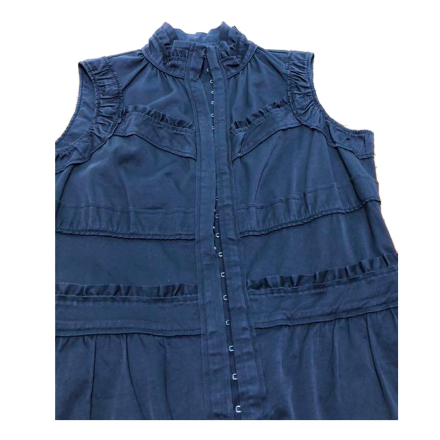 Yves Saint Laurent Frill Hem High Collar Sless Maxi Dress