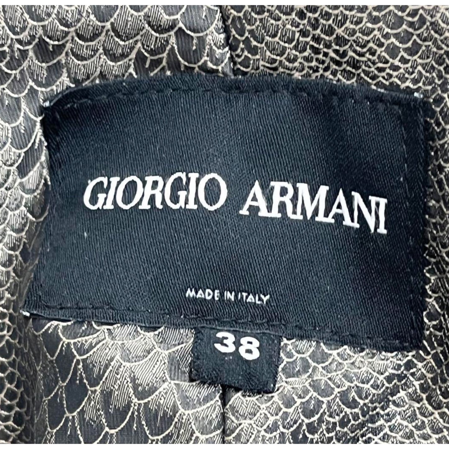 Giorgio Armani Calf Leather Reptile Assymetrical Zip Flare Sleeve Jacket