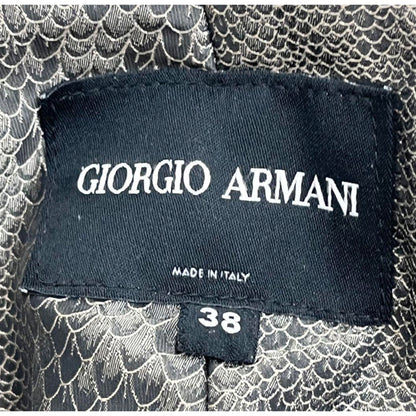 Giorgio Armani Calf Leather Reptile Assymetrical Zip Flare Sleeve Jacket