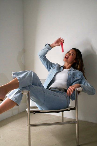 Escada Denim Love Heart Studded Two Piece Jacket Jean Set