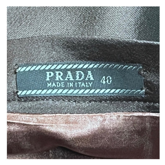 Prada Brown Silk Flare Midi Bubble Skirt