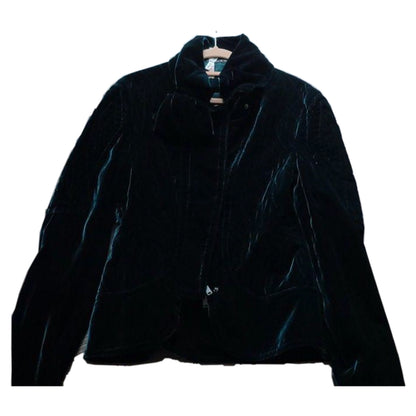 Gucci Velvet Quilted Embroidered LS Mock Neck Jacket