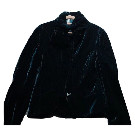 Gucci Velvet Quilted Embroidered LS Mock Neck Jacket