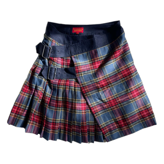 Vivienne Westwood Red Label Checkered Pleated Buckle Mini Skirt