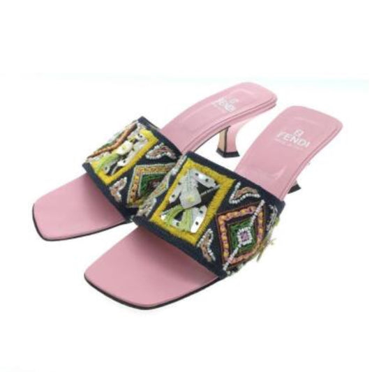 Fendi Beaded Embroided Sandal Heels