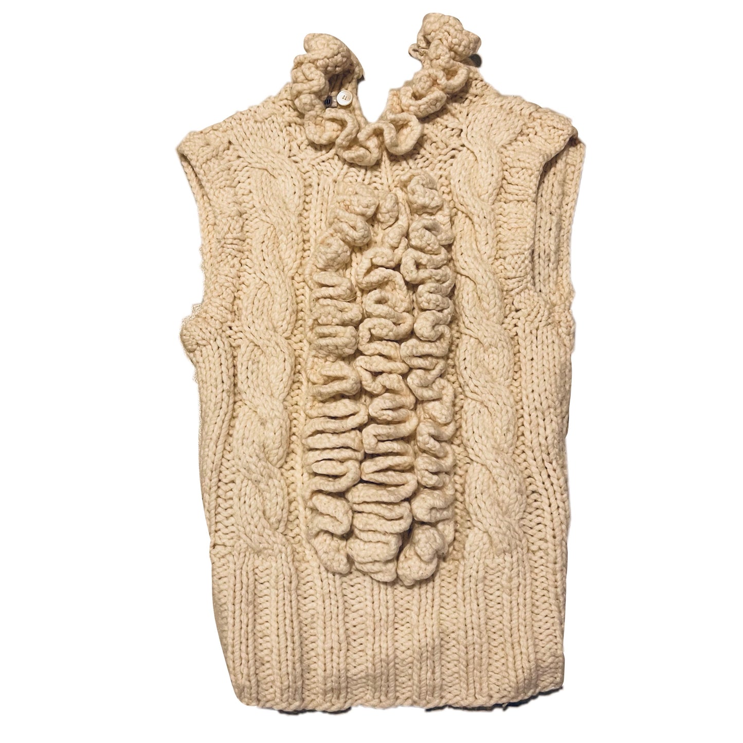 Miu Miu Hand Knit Sless Ruffle Vest Top
