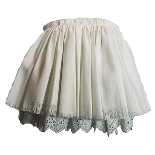 Dolce & Gabbana Mini Fray Pleat Anglaise Trim Skirt