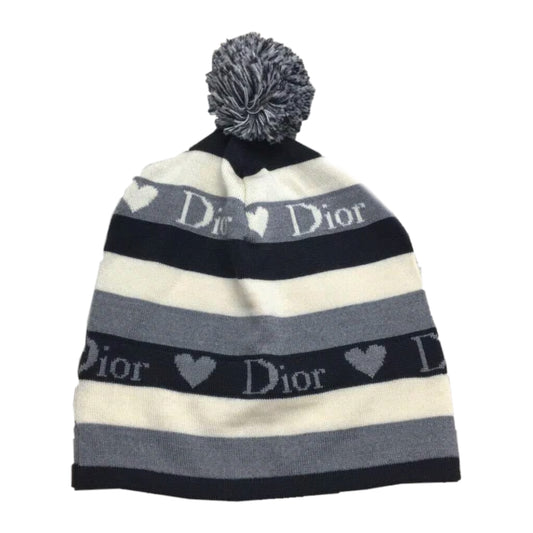 Christian Dior Heart Stripe Logo Beanie