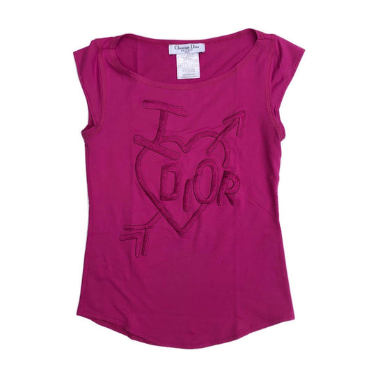 Christian Dior Hot Pink I Love Dior Cap Sleeve Tee