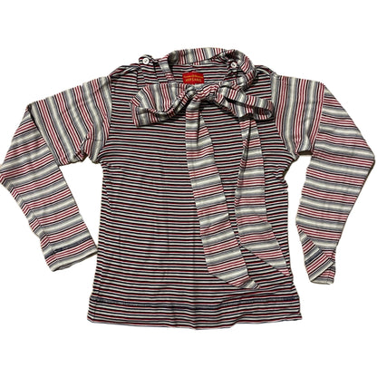 Vivienne Westwood Red Label Stripe Keyhole Shoulder LS Tie Top