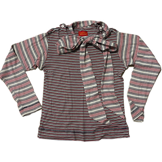 Vivienne Westwood Red Label Stripe Keyhole Shoulder LS Tie Top