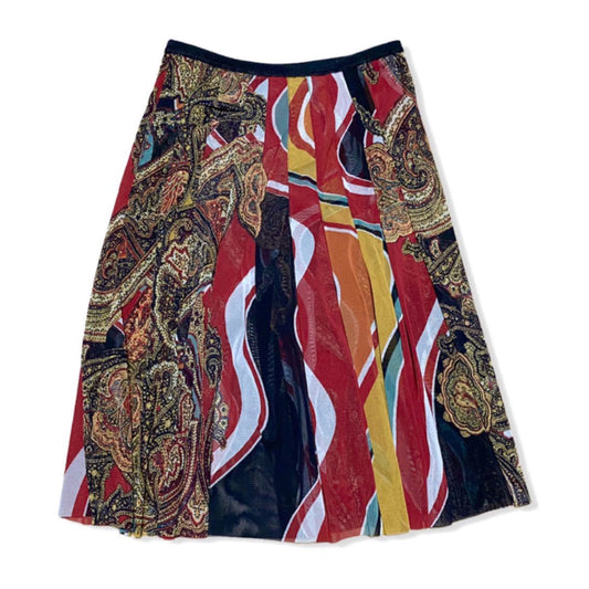 Jean Paul Gaultier Paisley Stripe Mesh Pleated Skirt