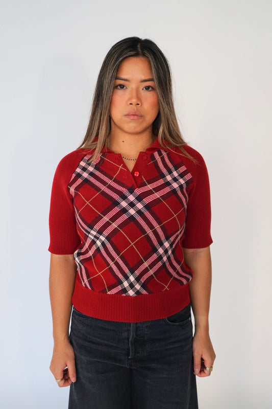 Burberry Golf Checkered Knit Polo
