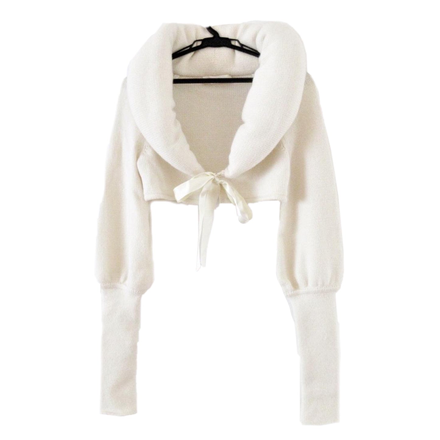 Valentino Cashmere Knit Puff Collar Tie Bolero Cardigan