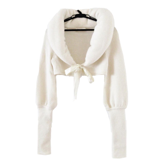 Valentino Cashmere Knit Puff Collar Tie Bolero Cardigan