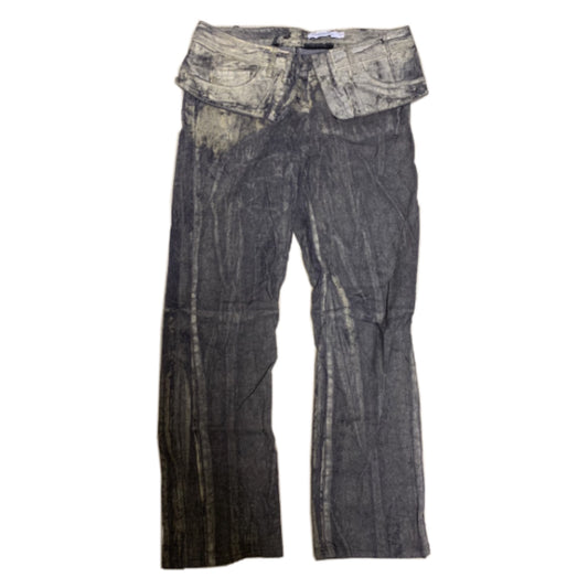 Christian Dior Metallic Paint Faded Fold Over Waist Straight Jeans