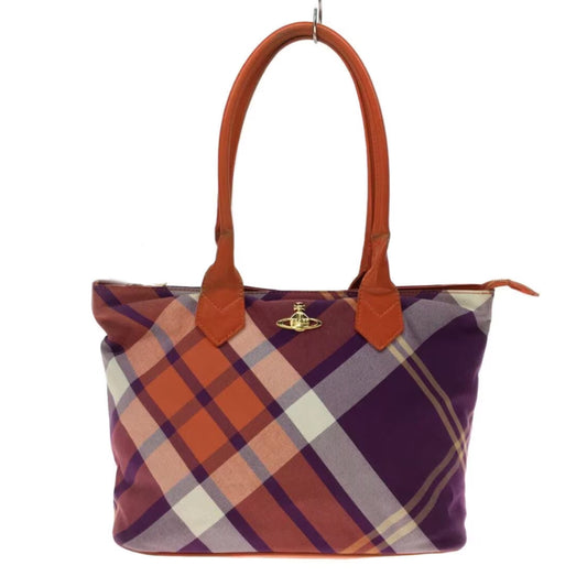 Vivienne Westwood Leather Plaid Check Tote Shoulder Bag