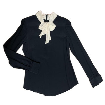 Moschino Silk Pussy Bow Mock Neck LS Blouse