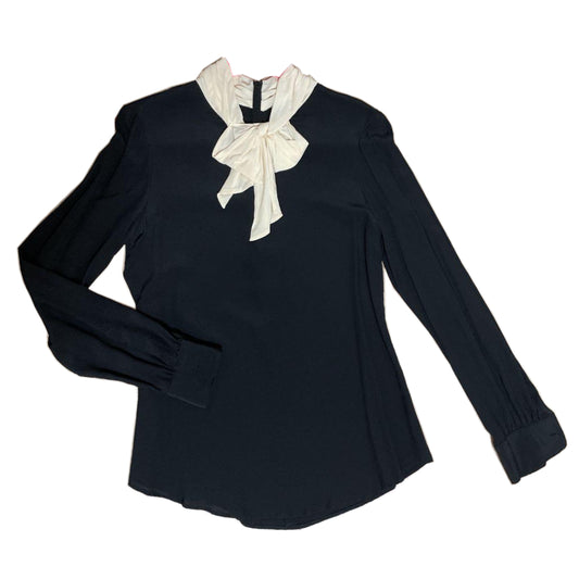 Moschino Silk Pussy Bow Mock Neck LS Blouse
